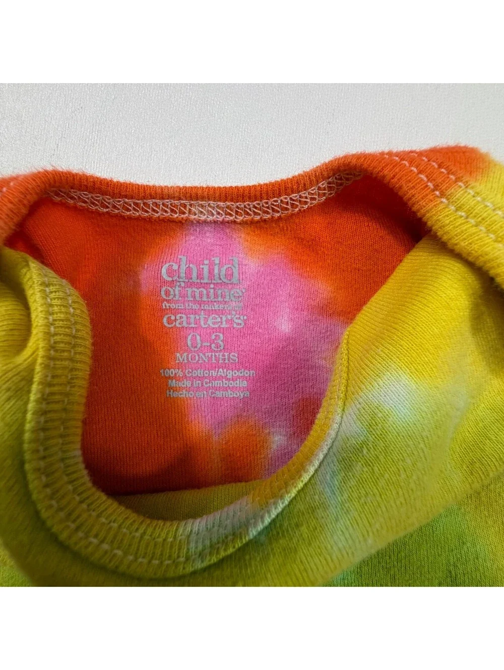 Carter's Child of Mine Tie-Dye Baby Bodysuit 0-3 Months